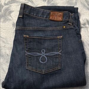 Lucky Brand Straight Leg Blue Jeans with Subtle Embroidery